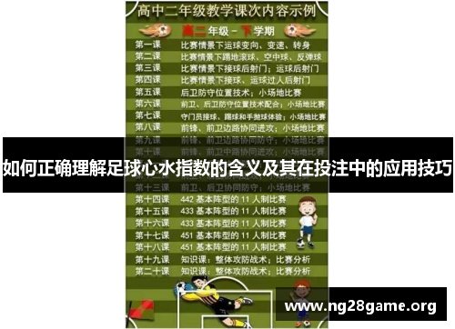 如何正确理解足球心水指数的含义及其在投注中的应用技巧 如何正确理解足球心水指数的含义及其在投注中的应用技巧